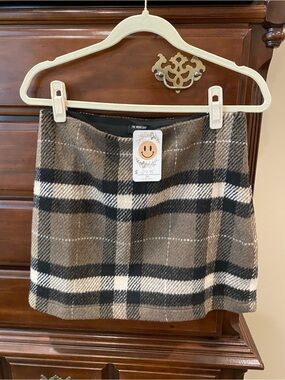 Plaid Mini Skirt in Brown and Black